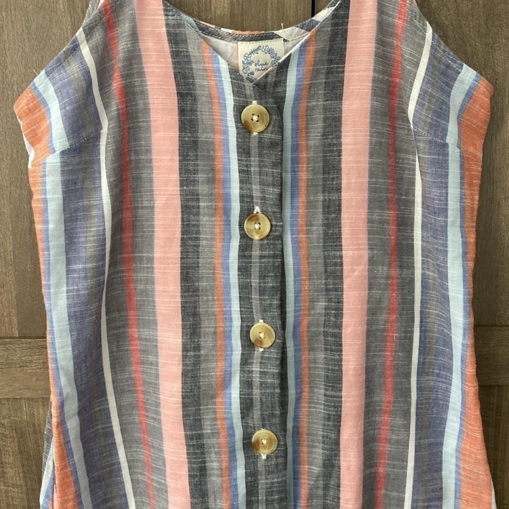 FRANCESCA’S Blue Rain Maya Button Down 100% Cotton Stripped Dress Size Small - Picture 4 of 16
